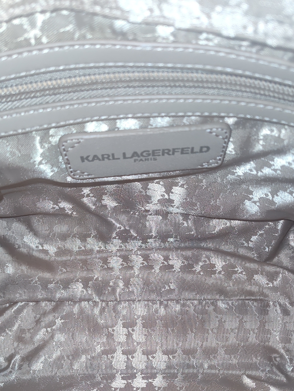 Karl Lagerfeld Denim and Leather tote bag Pearl Embellished Light Blue NWT $228 - Picture 10 of 15